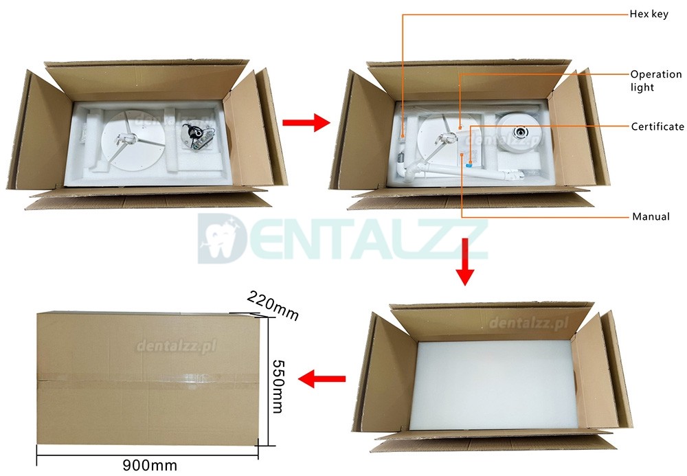 KWS KD-2036D-4 Lampa Operacyjna Stomatologiczna LED 80W Sufitowa Bezcieniowa